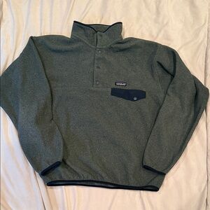 Patagonia Grey Heather Snap-T Pullover with Black Trim